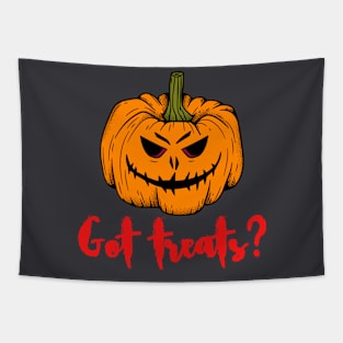 HALLOWEEN DAY SCARY PUMPKIN GOT TREATS DESIGN ILLUSTRATION Tapestry