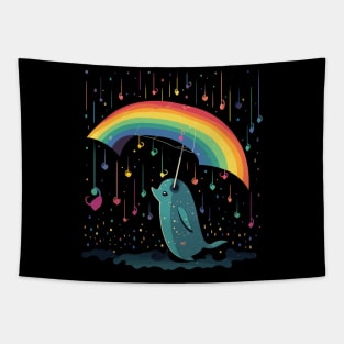Narwhal Rainy Day With Umbrella Tapestry