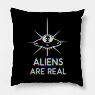 Aliens Are Real - UFO / UAP (Glitched Version) Pillow