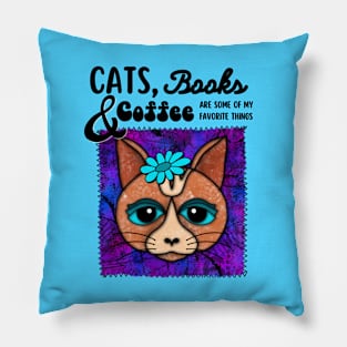 Cats, Books and Coffee Funny Design Pillow