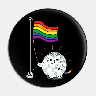 Raise the pride flag lgbtq cat Pin