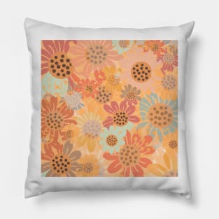 Pastel Multicolor Sunflower Pattern Pillow