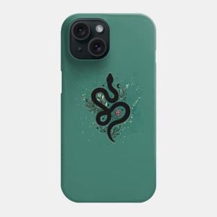 Cute snake in the nature garden design with aesthetic golden sparkles Phone Case