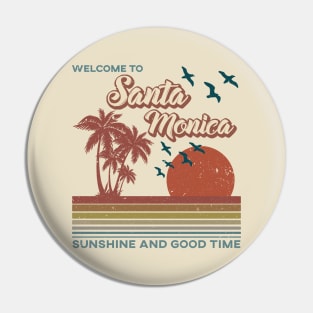 Santa Monica Beach - Santa Monica Beach Retro Sunset Pin