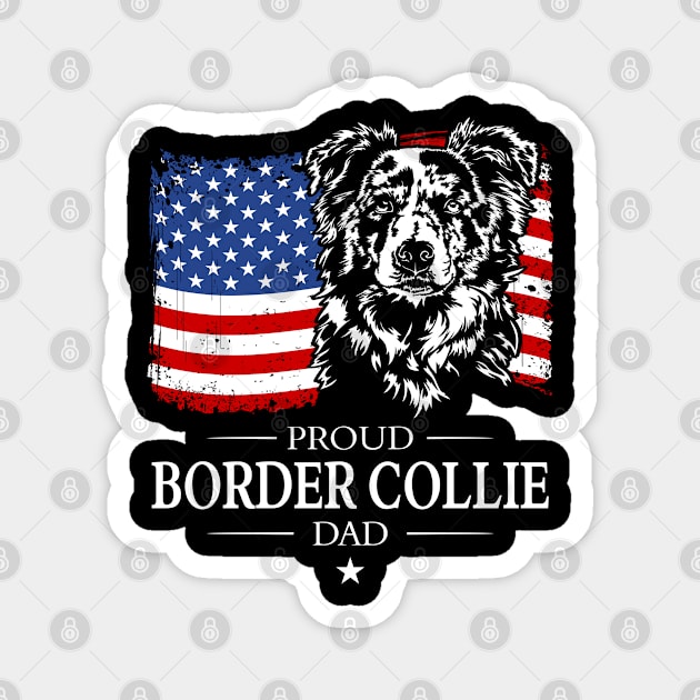 Proud Border Collie Dad American Flag patriotic merle dog Magnet by wilsigns