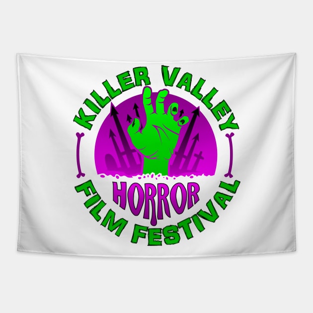 Horror Fest - PURPLE & GREEN LOGO Tapestry by The Killer Valley Graveyard