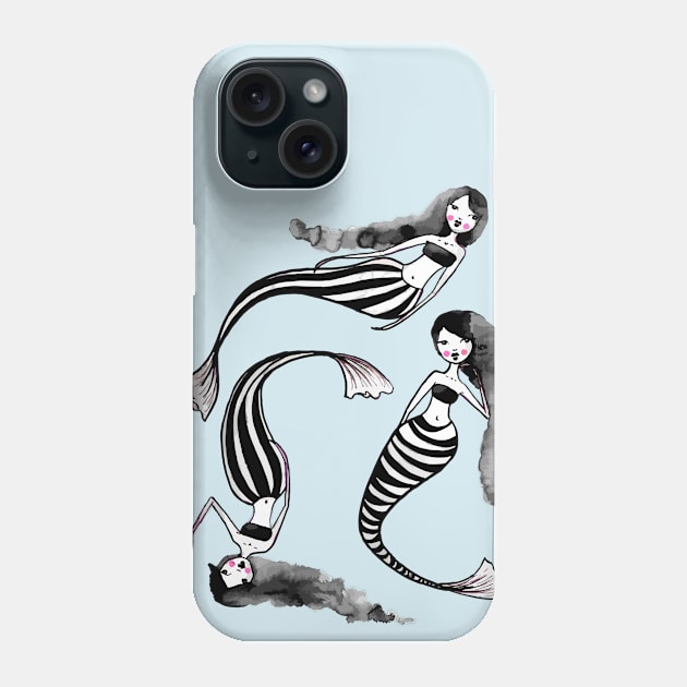 Drifting Along The Currents - Striped Mermaids 2 0f 2 Phone Case by LittleMissTyne