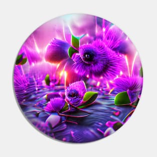 Purple Color Flowers in Forest Art Pin