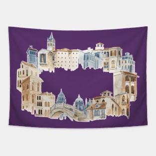 Mediterranean City Building Tapestry