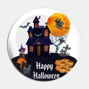 Spooky Halloween haunted house Pin