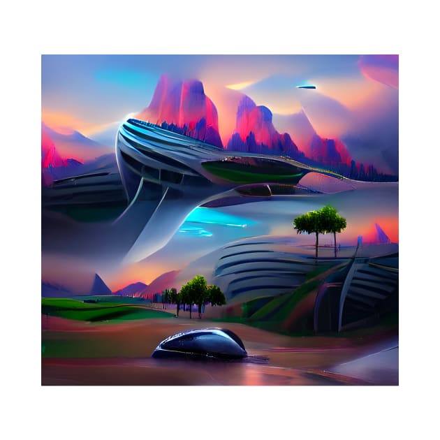 Futuristic Mountain Landscape by Mihadom