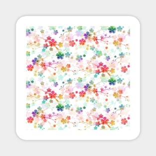 Rainbow Bright Pastel Watercolor Flowers and Vines Magnet