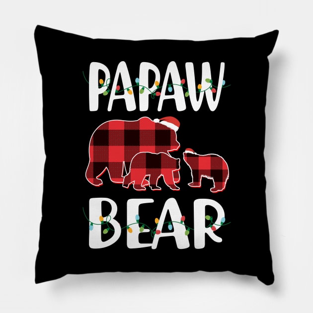 Papaw Bear Red Plaid Christmas Pajama Matching Family Gift Pillow by intelus