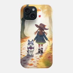 child hanging out with a dog. Phone Case