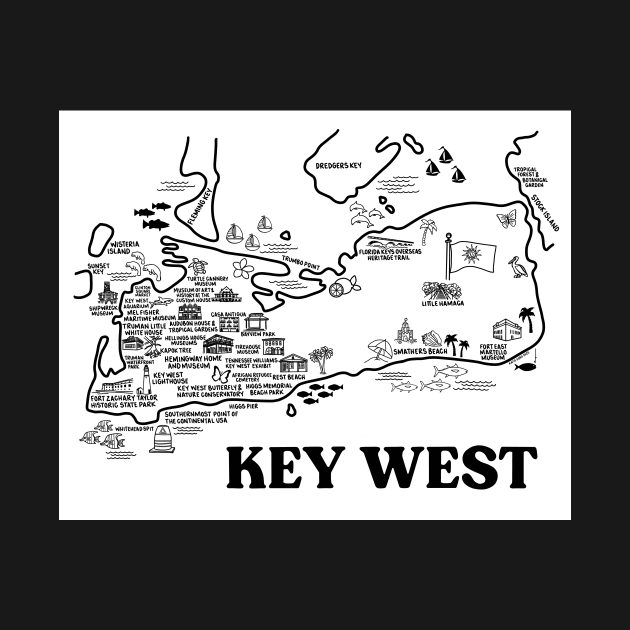 Key West Map Art by fiberandgloss