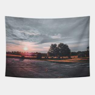 Photography of School Yard with Stunning Sky and Sunset V4 Tapestry