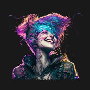 Cyberpunk Girl Smile T-Shirt