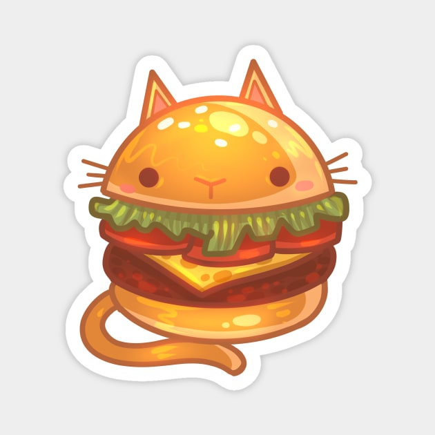 Cute Cat Burger Magnet by Claire Lin