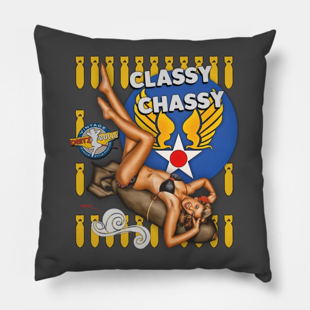 Nose Art Pinup - Classy Chassy Pillow by Vintage Pinups