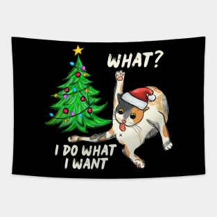 What Cat I Do What I Want Christmas Tree Tapestry