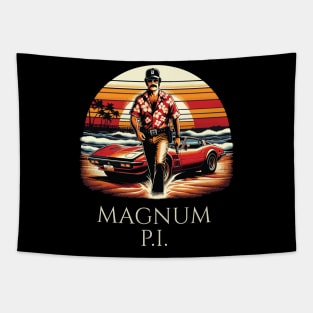 Magnum PI Tribute - Movie Series Magnum P I  Tribute - Higgins - Rick -  Selleck Tribute - Tom Tribute Magnum Series - Miami - Beach Tapestry