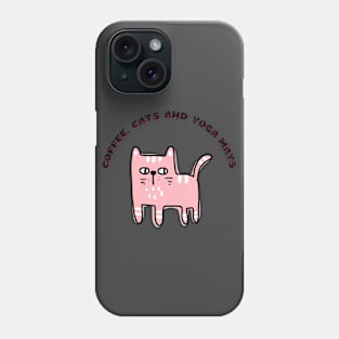 Coffee cats and yoga mats funny yoga and cat drawing Phone Case