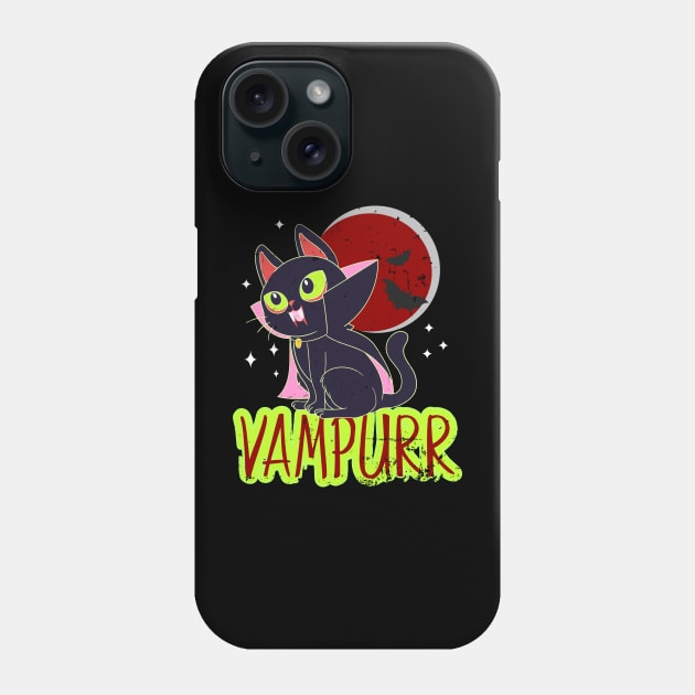 Halloween Vampire Cat Vampurr Funny Cat Lady Women Men Phone Case by alcoshirts