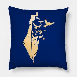 Palestine Feather Map Symbol of Palestinians Love and Struggle for Freedom -Yellow Pillow