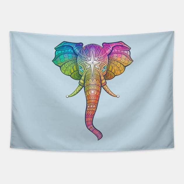 Elephant Tattoo Colorful Tapestry by Robbgoblin