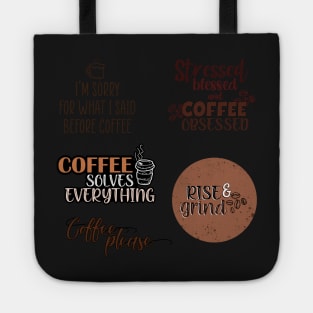 Coffee quotes sticker pack Tote