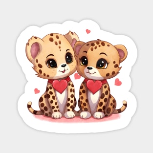 Valentine Cheetah Couple Magnet