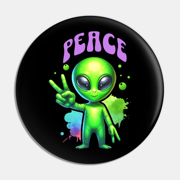 Peace Sign Alien Pin by  tintiger