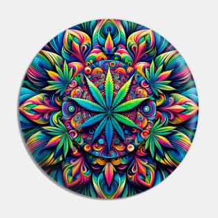 Psychedelic Cannabis Mandala Pin