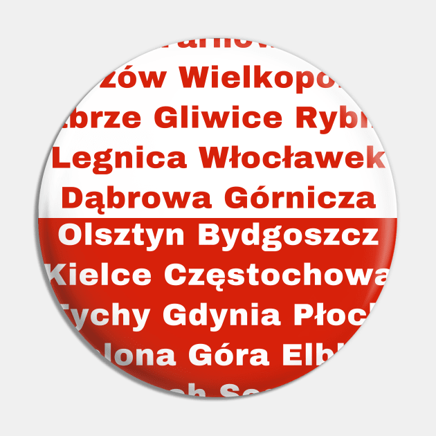 Polish Flag with Cities II Pin by aybe7elf