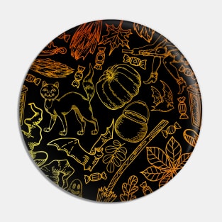 Orange Halloween Themed Pattern Pin