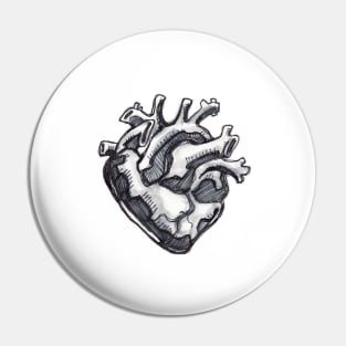 Human heart ink drawing Pin