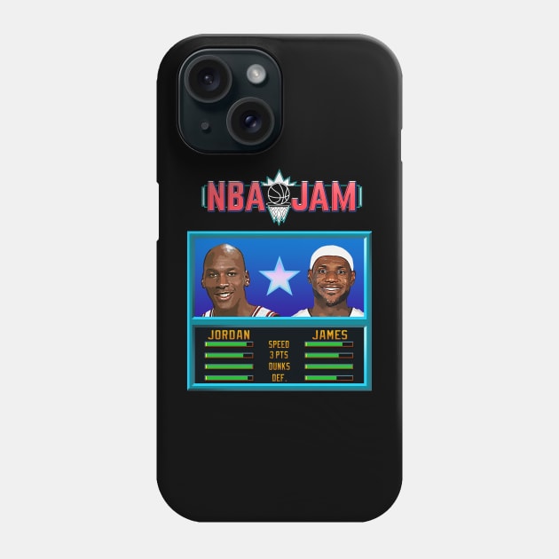 NBA JAM- Jordan Vs James Phone Case by Buff Geeks Art