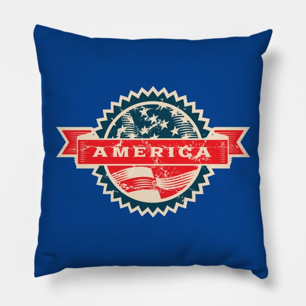 America Travel Tag Pillow by silvercloud