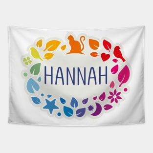 Hannah name with colorful leaves Tapestry