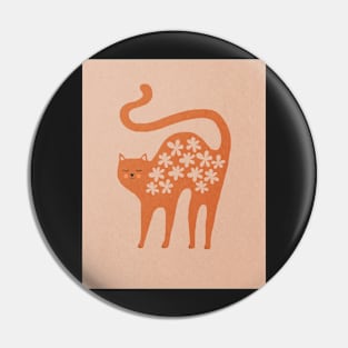 Funny cat and flowers print Pin