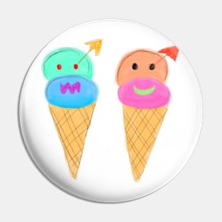 Pink blue ice cream cones art Pin