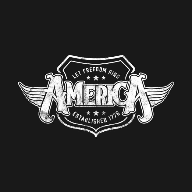 America - Shield Design (Worn White on Asphalt) by jepegdesign
