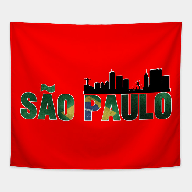 sao paulo skyline brazil flag sao paulo tapestry teepublic