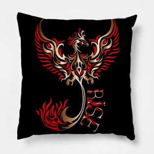 Rise up like a Phoenix from the ashes. Copper and Red Phoenix in a Tribal / Tattoo Art style Pillow