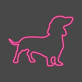 80's Gift 80s Retro Neon Sign Dachshund T-Shirt