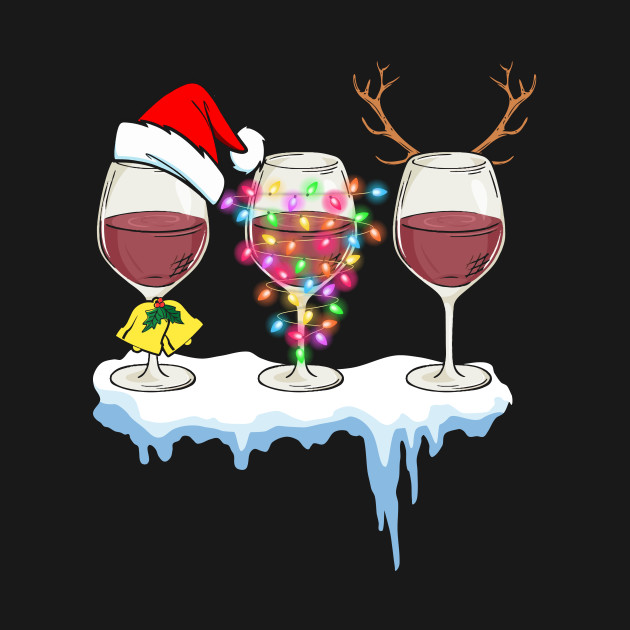 Discover Three Glass of Wine Drinking Christmas Gifts For Men Women - Wine Christmas - T-Shirt