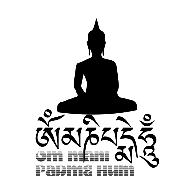 Tibetan Buddhist Mantra Om Mani Padme Hum with Buddha by TammyWinandArt