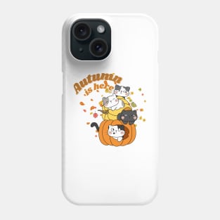 Autumn is here - Hello Fall - Cat in Pumpkin Phone Case