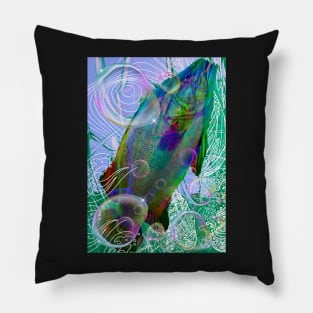 Underwater fish swimming with colorful bubbles. Pillow