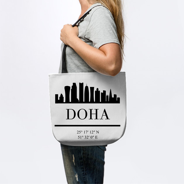 Doha Qatar Black Silhouette Skyline Art Doha Borsa Teepublic It